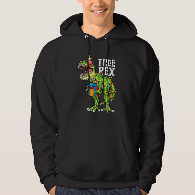 Christmas Dinosaur Tree Rex Pajamas Men Boys Xmas  Hoodie (Front)
