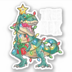 Christmas Dinosaur Tree Rex Pajamas Men Boys Xmas Sticker
