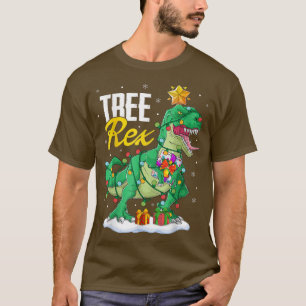 Christmas Dinosaur Tree Rex Pajamas Men Boys Xmas T-Shirt