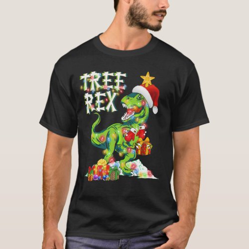 Christmas Dinosaur Tree Rex Pajamas Men Boys Xmas  T_Shirt