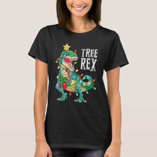 Christmas Dinosaur Tree Rex Pajamas Men Boys Xmas T-Shirt