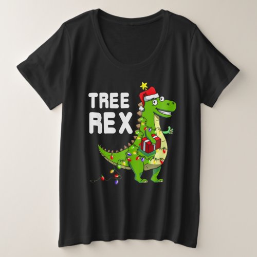 Christmas Dinosaur Tree Rex Pajamas Plus Size T_Shirt