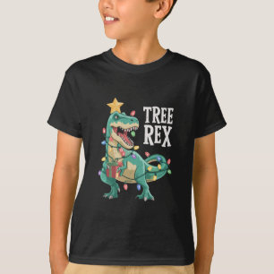 Christmas Dinosaur Tree Rex Pajamas Xmas Lights  T-Shirt