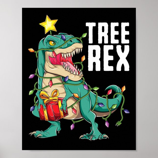 Christmas Dinosaur Tree Rex Trex Pajamas Men Boys  Poster (Front)