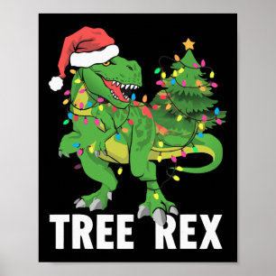 Christmas Dinosaur Tree Rex Xmas Trex Pajamas Men  Poster