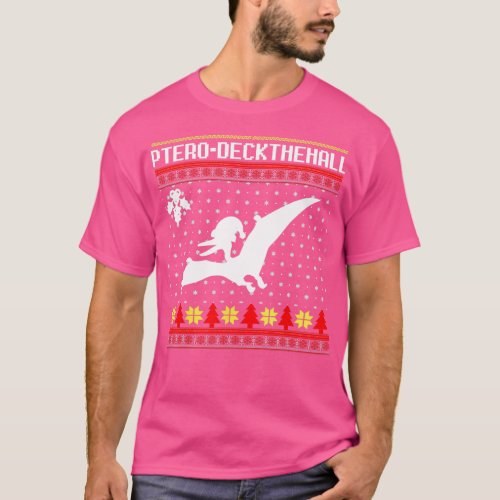 Christmas Dinosaur Ugly Pterodactyl Holiday Party T_Shirt