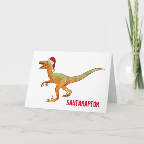 Christmas Dinosaur Velociraptor Card