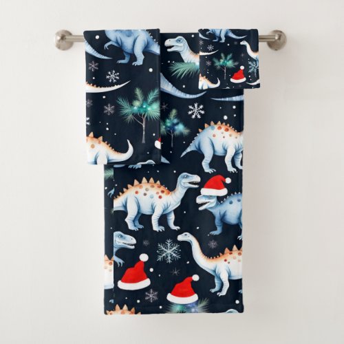 Christmas Dinosaurs  Bath Towel Set