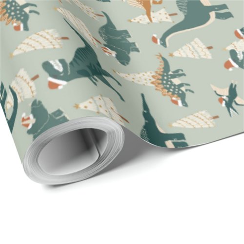 Christmas Dinosaurs for Kids Wrapping Paper