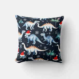 Christmas Dinosaurs Throw Pillow