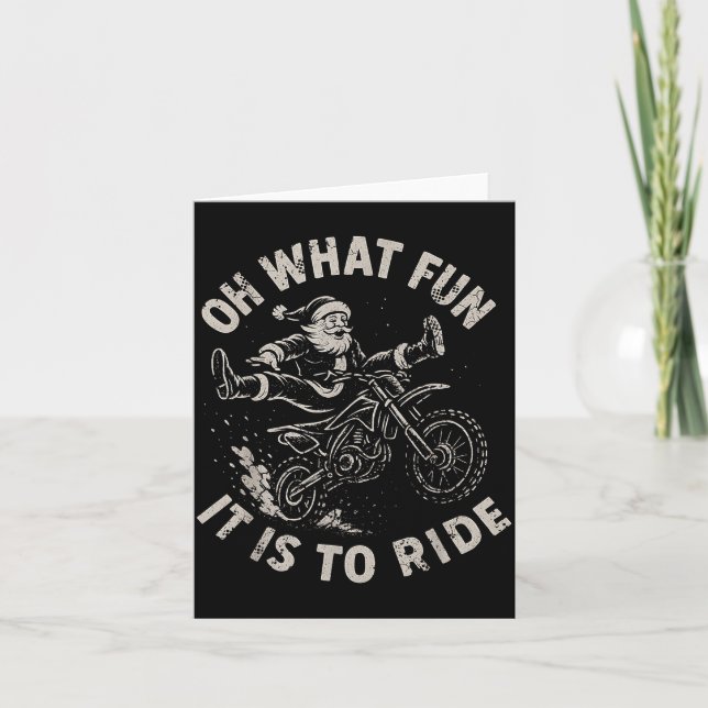Christmas Dirt Bike Santa Motocross Born To Sleigh Card (Front)