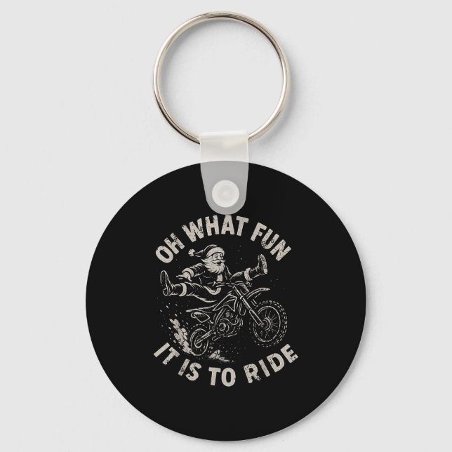 Christmas Dirt Bike Santa Motocross Born To Sleigh Keychain (Front)