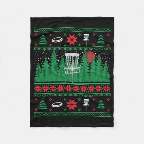 Christmas Disc Golf Frisbee Ugly Christmas Xmas Fleece Blanket