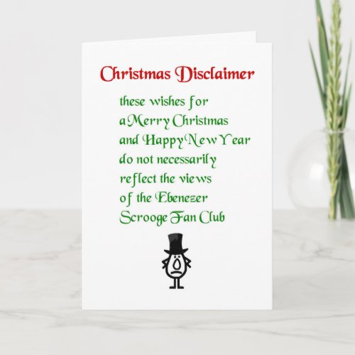 Christmas Disclaimer _ a funny Christmas Poem Holiday Card