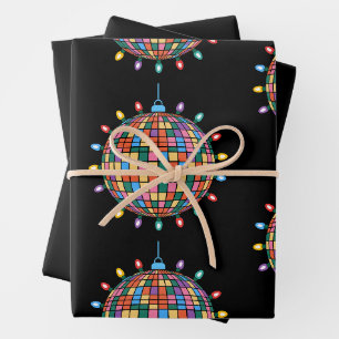 Christmas Disco Ball Lights Ornament Colorful Xmas Wrapping Paper Sheets