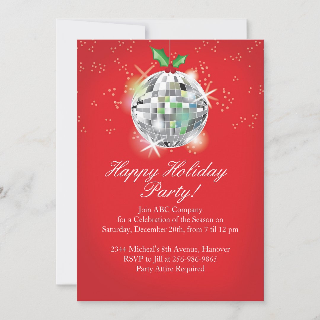 Christmas Disco Ball Party Invitations Zazzle