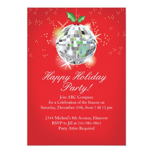 christmas disco ball party invitations zazzle com