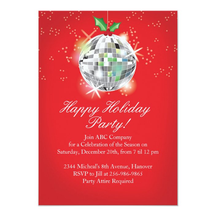 Christmas Disco Ball Party Invitations Zazzle Christmas Disco Ball Party Invitations