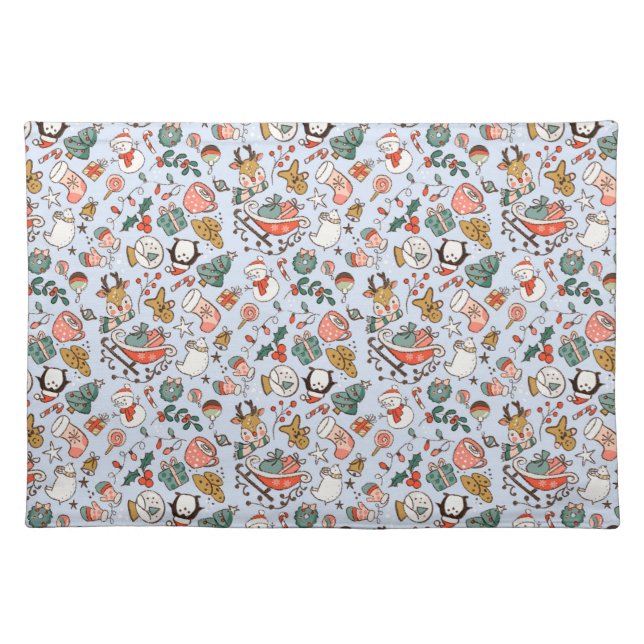 Christmas Ditsy Doodles  Cloth Placemat (Front)