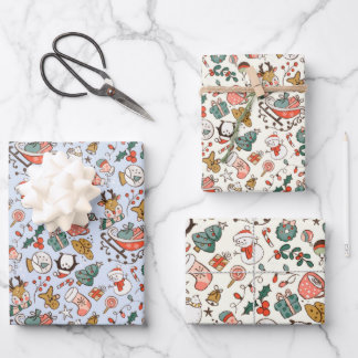 Christmas Ditsy Doodles Wrapping Paper Sheets