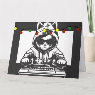 CHRISTMAS DJ CAT GREETING CARD