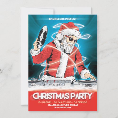 Christmas DJ Music Party Invitation