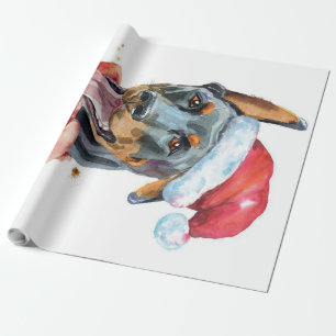 CHRISTMAS DOBERMAN DOG WRAPPING PAPER