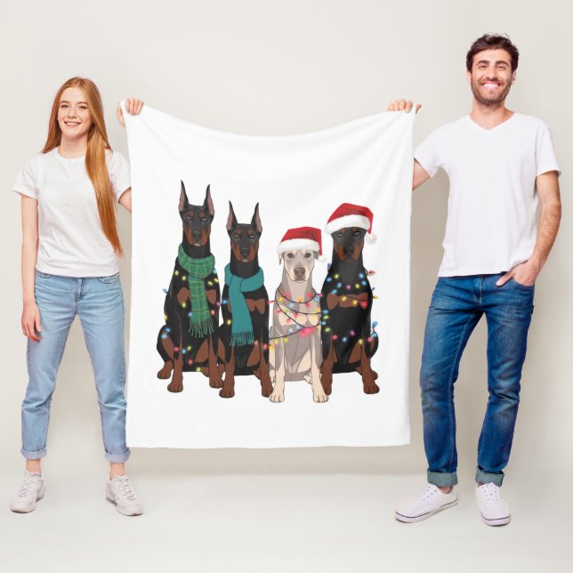Christmas Doberman Lover Dog Mom Holiday  Fleece Blanket (In Situ)