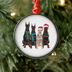Christmas Doberman Lover Dog Mom Holiday Metal Ornament