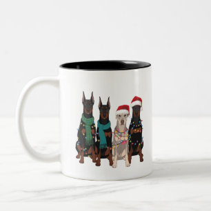 Christmas Doberman Lover Dog Mom Holiday Two-Tone Coffee Mug