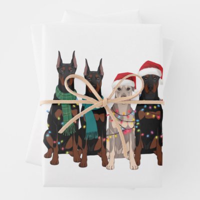 Christmas Doberman Lover Dog Mom Holiday  Wrapping Paper Sheets