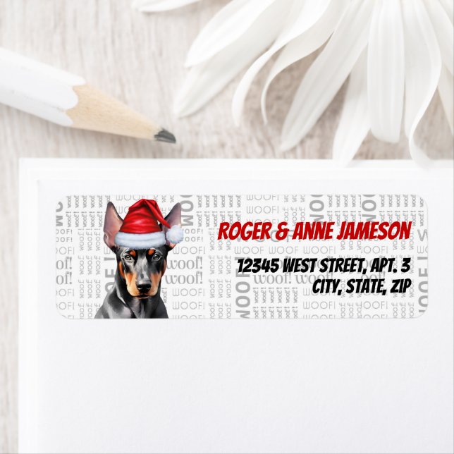Christmas Doberman Pinscher Dog Lover Address Label (Insitu)