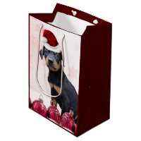 Christmas Doberman Pinscher dog Medium Gift Bag