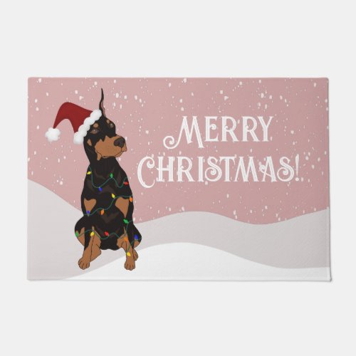 Christmas Doberman Pinscher  Doormat