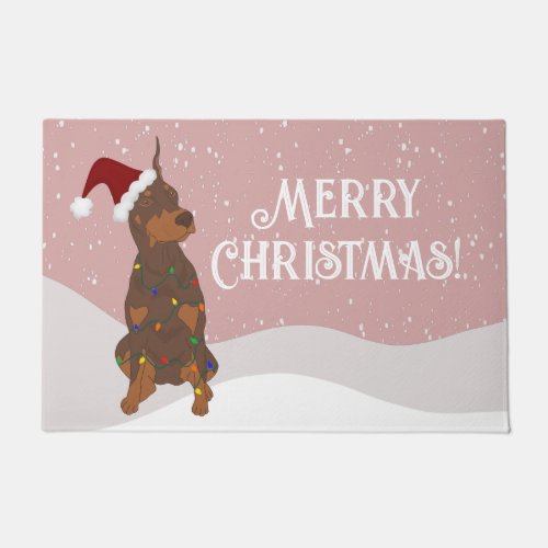 Christmas Doberman Pinscher   Doormat