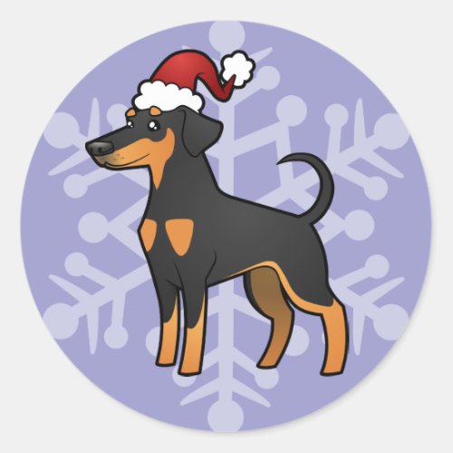 Christmas Doberman Pinscher floppy ears Classic Round Sticker