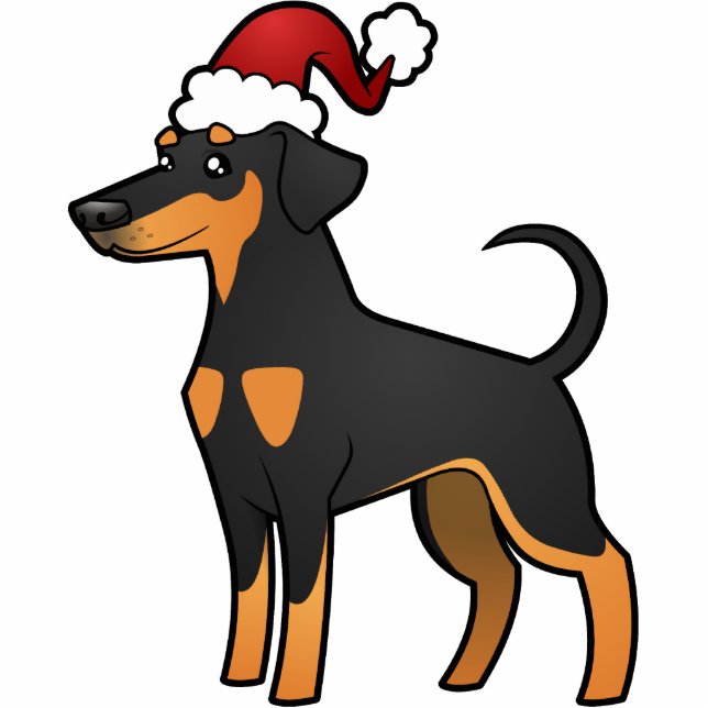 Christmas Doberman Pinscher (floppy ears) Statuette (Front)