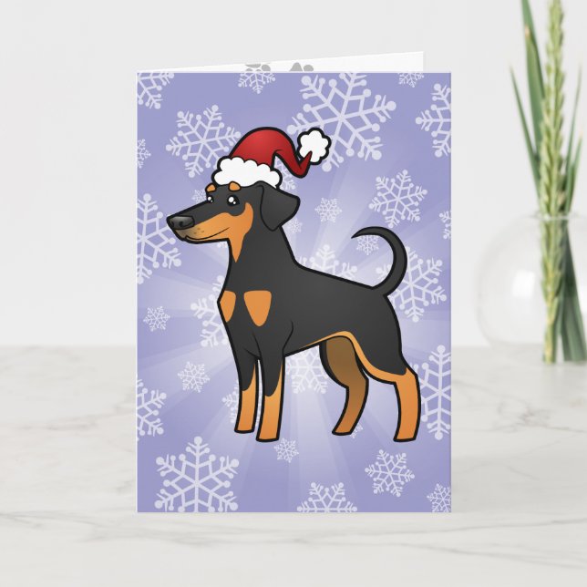Christmas Doberman Pinscher (floppy) Holiday Card (Front)