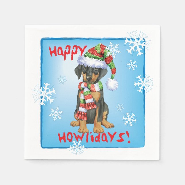 Christmas Doberman Pinscher Napkins (Front)