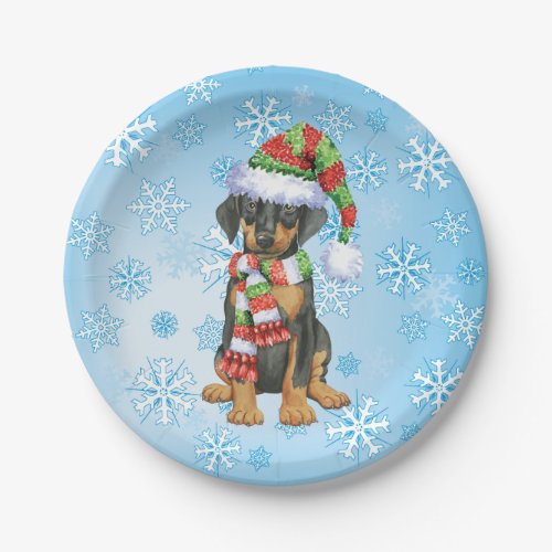 Christmas Doberman Pinscher Paper Plates