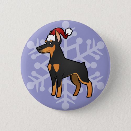 Christmas Doberman Pinscher pointy ears Button