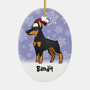 Christmas Doberman Pinscher (pointy ears) Ceramic Ornament