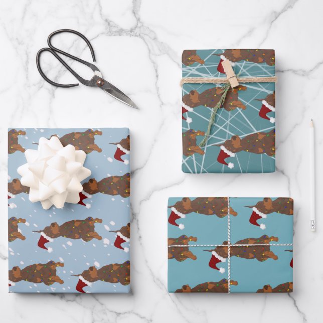 Christmas Doberman Pinscher  Wrapping Paper Sheets (Front)