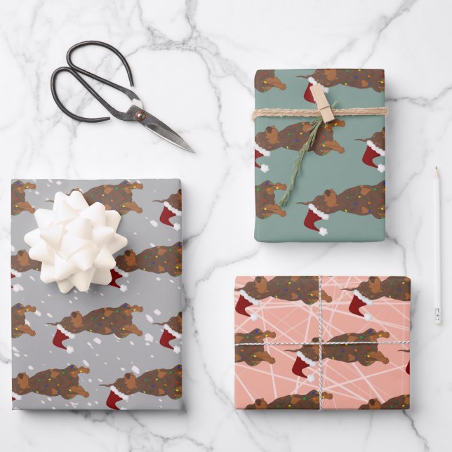 Christmas Doberman Pinscher  Wrapping Paper Sheets (Front)