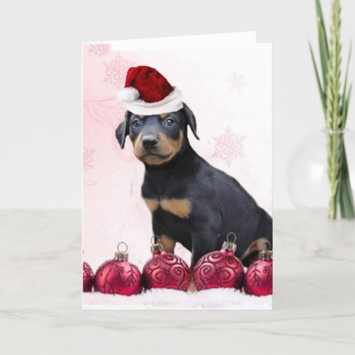 Christmas Doberman puppy greeting card