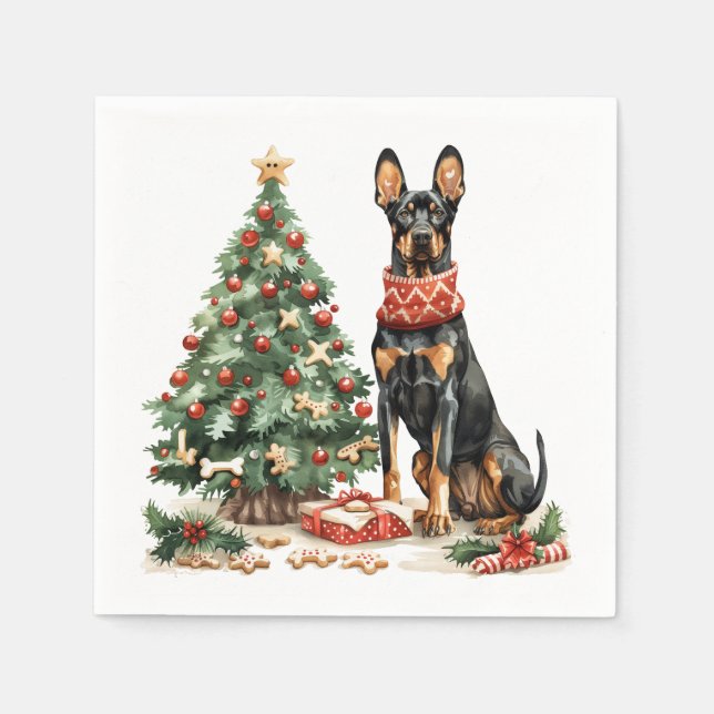 Christmas Dobermann Dogs Napkins (Front)