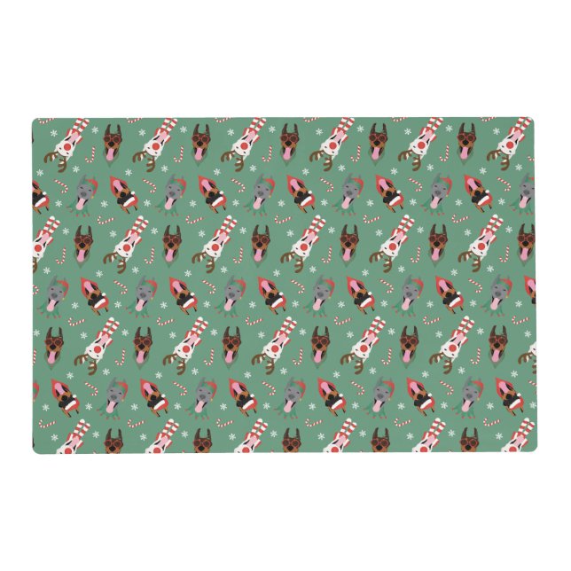 Christmas Dobermann Dogs Placemat (Front)