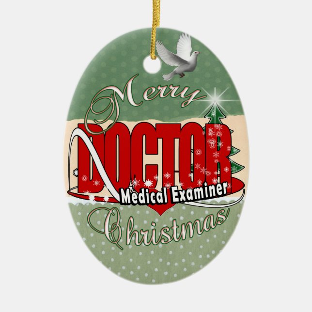 CHRISTMAS DOCTOR MEDICAL EXAMINER CERAMIC ORNAMENT (Front)