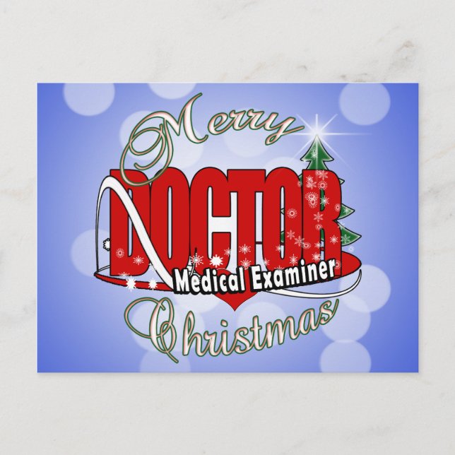 CHRISTMAS DOCTOR MEDICAL EXAMINER HOLIDAY POSTCARD (Front)
