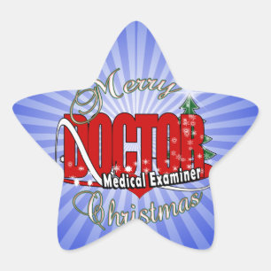 CHRISTMAS DOCTOR MEDICAL EXAMINER STAR STICKER